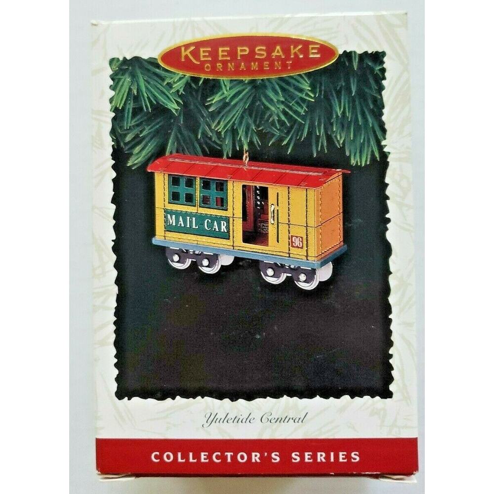 1996 Hallmark Yuletide Central Mail Car Keepsake Ornament Pressed Tin U5
